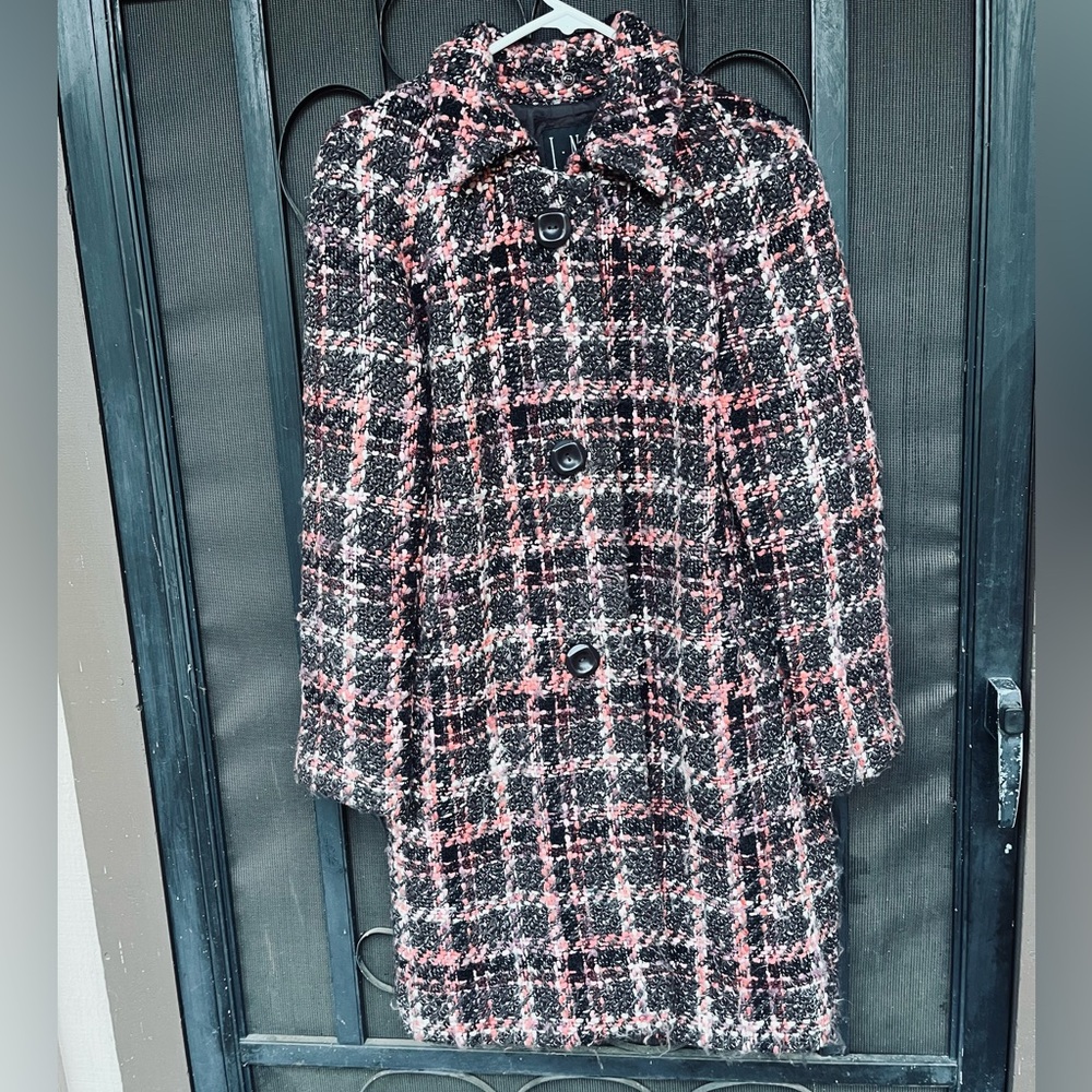 Vintage INC Women's Black and Pink Blazer. Wool mix